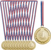 Relaxdays gouden medailles voor kinderen - set van 12 - kindermedailles - eerste plaats