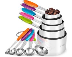 10-Delige Roestvrijstalen Maatbeker set-Cups & Spoons maten-stapelbaar en nestbaar