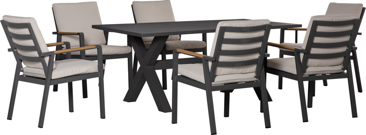 Outsunny-Sitzgruppe-Aluminium, Kunststoffholz, Polyester-Grau