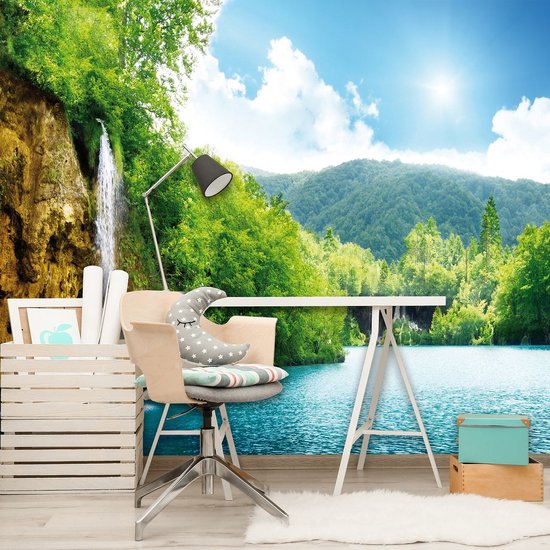 Muralo Fotobehang gebergte 150 x 225 cm vlies behang muur behang bergen