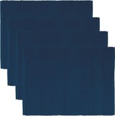 decoratieve 4 sets placemats voor eettafel 35x46 cm, 100% geribbeld katoen, machinewasbaar, indigoblauw