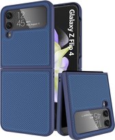 Hoesje Geschikt Voor Samsung Galaxy Z Flip 4 Hoesje geborsteld Shockproof Blauw - Hoesje Geschikt Voor Samsung Galaxy Z Flip 4 hoesje brushed cover