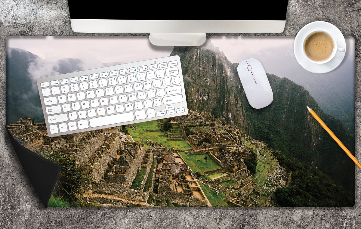 Bureau onderlegger - Machu Picchu Ruine in Peru - 80x40 cm - 2 mm Dik - Bureau mat Vinyl