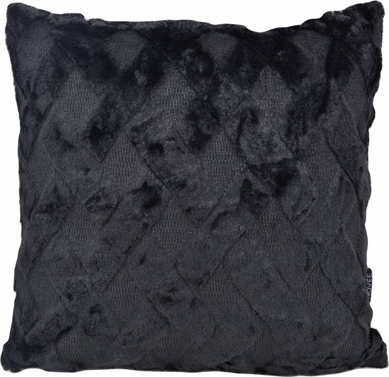 Sierkussen Pluche Fur Zwart | 45 x 45 cm | Imitatiebont / Polyester