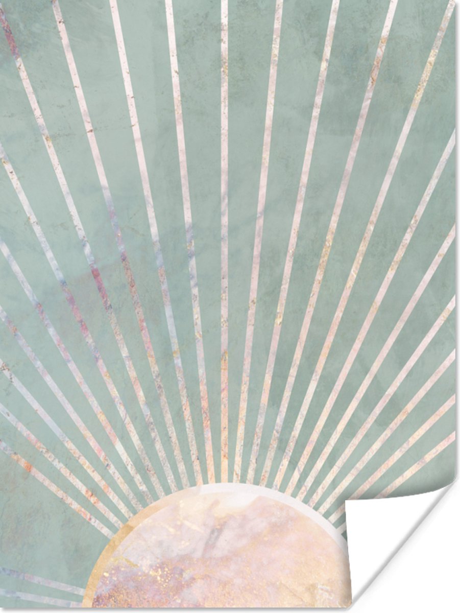 Poster Groen - Zon - Goud - Luxe - 30x40 cm