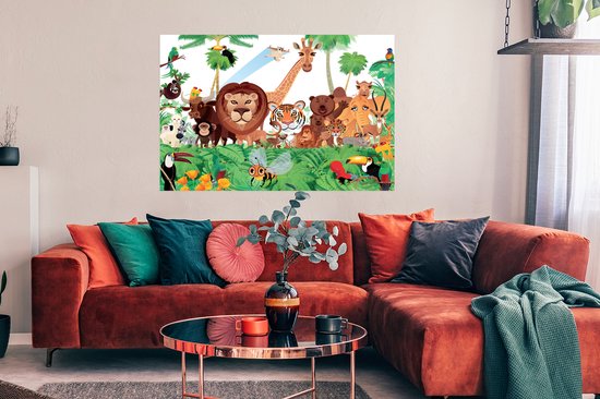 Affiche Animaux sauvages - Jungle - Lion - Tigre - Filles - Kids - Garçons - 120x90 cm