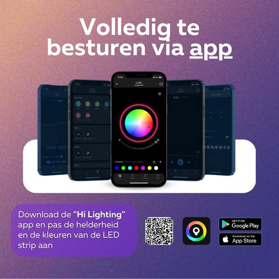 BYER RGB LED Strip Licht 15 Meter - Muzieksynchronisatie + Kleurverandering - Ingebouwde Microfoon - App Bediening + Afstandsbediening - Verlichting - 5050 RGB Led (5M/10M/15M/20M/30M)