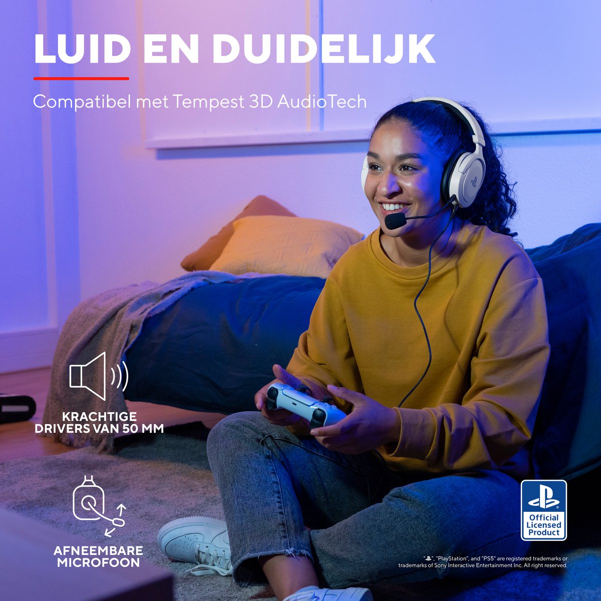 Trust GXT498W Forta - Licenced Gaming Headset - Geschikt voor Playstation 5 - PS4/PS5 - Wit — afbeelding 5
