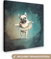 Canvas schilderij - Hond - Rok - Portret - Dieren - Ballet - Abstracte schilderijen - 50x50 cm - Foto op canvas - Canvasdoek