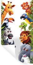 Muurstickers - Sticker Folie - Jungle - Dieren - Jongens - Meisjes - Giraf - Olifant - Kids - 20x40 cm - Plakfolie - Muurstickers Kinderkamer - Zelfklevend Behang - Zelfklevend behangpapier - Stickerfolie