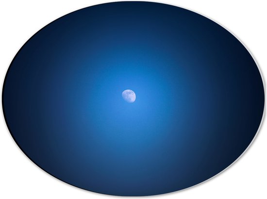 Dibond Ovaal - Kleine Maan in Grote Donkerblauwe Lucht - 40x30 cm Foto op Ovaal (Met Ophangsysteem)