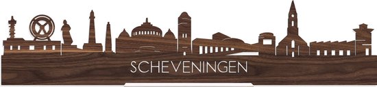 Standing Skyline Scheveningen Notenhout - 40 cm - Woon decoratie om neer te zetten en om op te hangen - Meer steden beschikbaar - Cadeau voor hem - Cadeau voor haar - Jubileum - Verjaardag - Housewarming - Aandenken aan stad - WoodWideCities