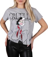 101 Dalmatiërs Cruella de Vil - Grijs katoenen T-shirt met korte mouwen voor dames / S