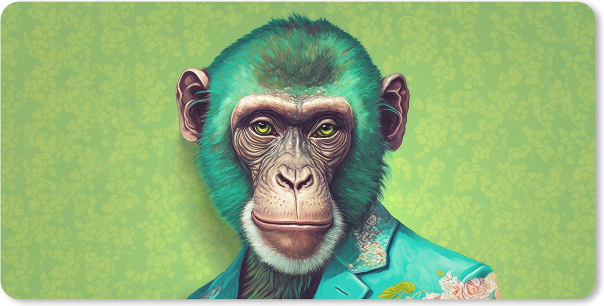 Muismat XXL 80x40 cm - Bureau onderlegger - Bureau mat Aap - Colbert - Bloemen - Neon - Portret - Bureaumat - Gaming mousepad xl - Bureaulegger groot - Computer deskmat