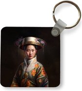 Sleutelhanger - Uitdeelcadeautjes - Vrouwen - Aziatisch - Bloemen - Portret - Plastic