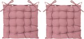 Atmosphera Tuintoelkussen - 2x - roze - katoen - 38 x 6 cm - zitkussen