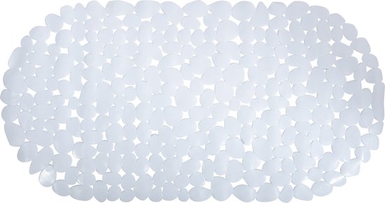 MSV Douche/bad anti-slip mat - badkamer - pvc - wit - 39 x 99 cm - zuignappen - steentjes motief