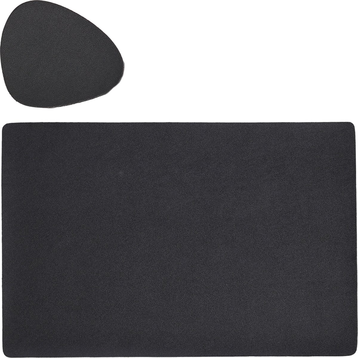 Placemats en onderzetters lederlook - set 6x - zwart - 45 x 30 cm