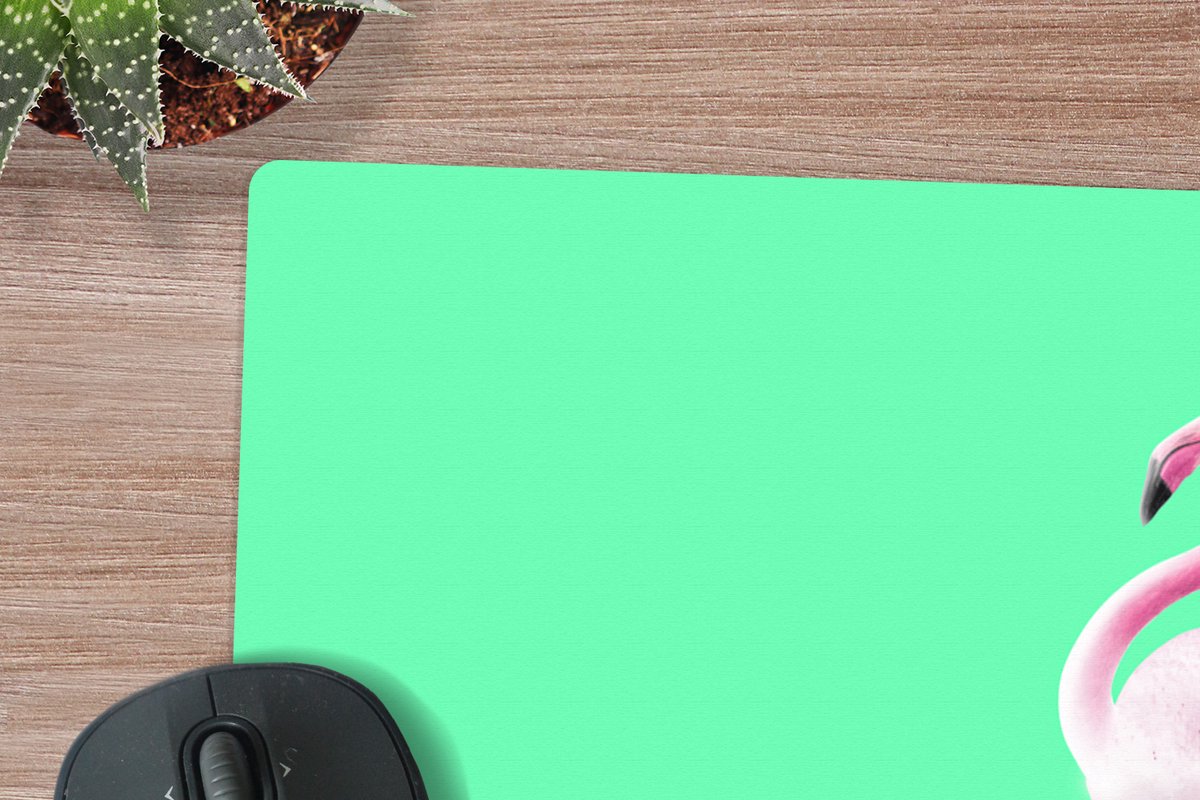 Muismat XXL 80x60 cm - Bureau onderlegger - Bureau mat IJshoorntjes - IJs - Flamingo - Roze - Groen - Bureaumat - Gaming mousepad xl - Bureaulegger groot - Computer deskmat