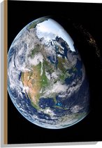 Hout - Licht en Donker op Aarde in het Heelal - 50x75 cm - 9 mm dik - Foto op Hout (Met Ophangsysteem)