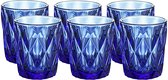 Articles ménagers entiers Verres à boire colorés Verres à eau Motif diamant bleu cobalt Set de 6 (bleu cobalt 2)