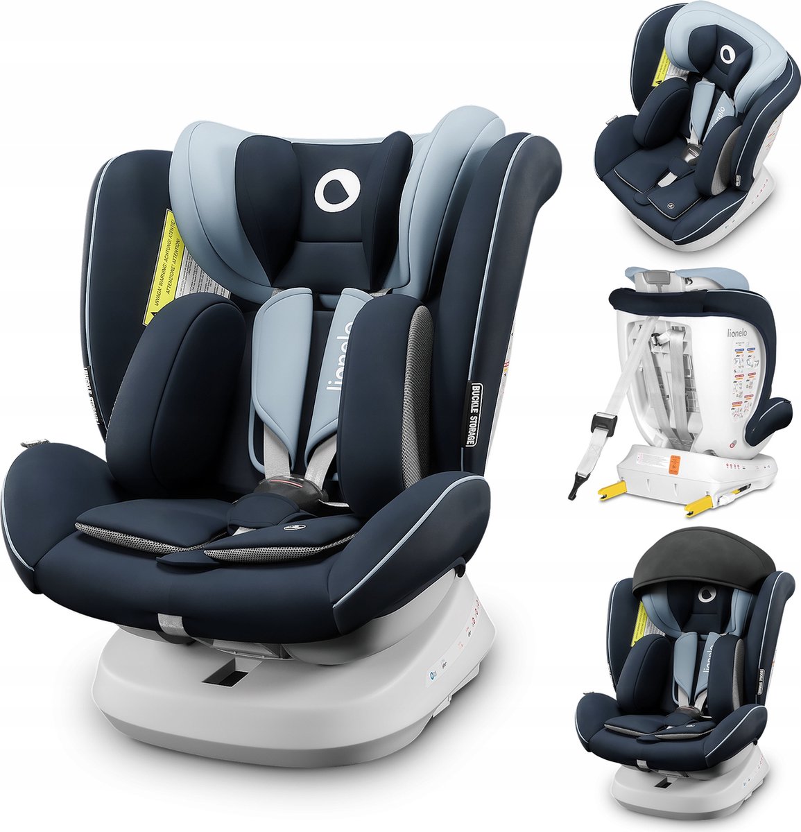 LIONELO Bastiaan siege auto bebe 0 à 36kg, Isofix, Top Tether, rotation à  360 degrés, protection supplémentaire latérale, harnais à 5 points, coussin