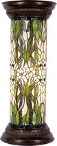 HAES DECO - Tiffany Vloerlamp Ø 31x78 cm Groen Wit Glas Rond Bloemen Bureaulamp Tiffany Lamp Zuil Sierlamp