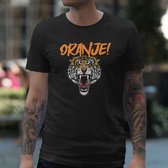 Zwart Koningsdag T-shirt - MAAT M - Heren Pasvorm - Oranje Tiger