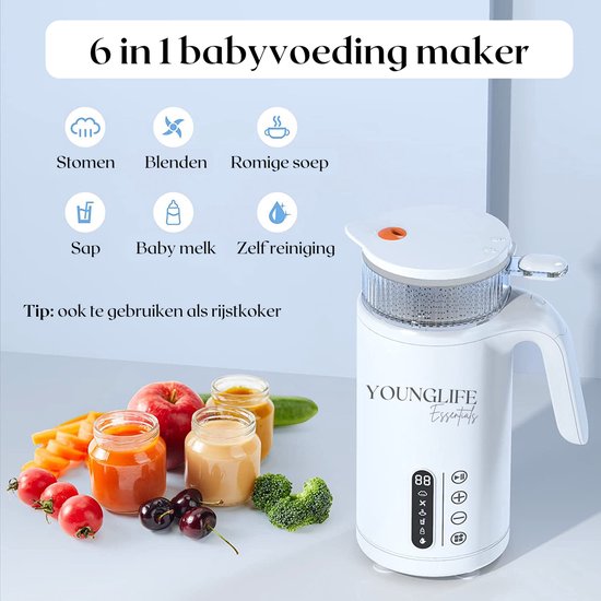 stel je voor bang Goedaardig YoungLife Essentials® OONEW 6-in-1 Babyvoeding Maker - Baby Foodprocessor -  RVS -... | bol.com