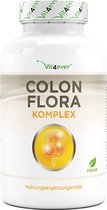 Colon Flora - 180 gélules naturelles du côlon avec enveloppe de psyllium, bactéries lactiques (acidophilus), glucomannane, vitamine C, calcium, inuline - Vegan - Vit4ever