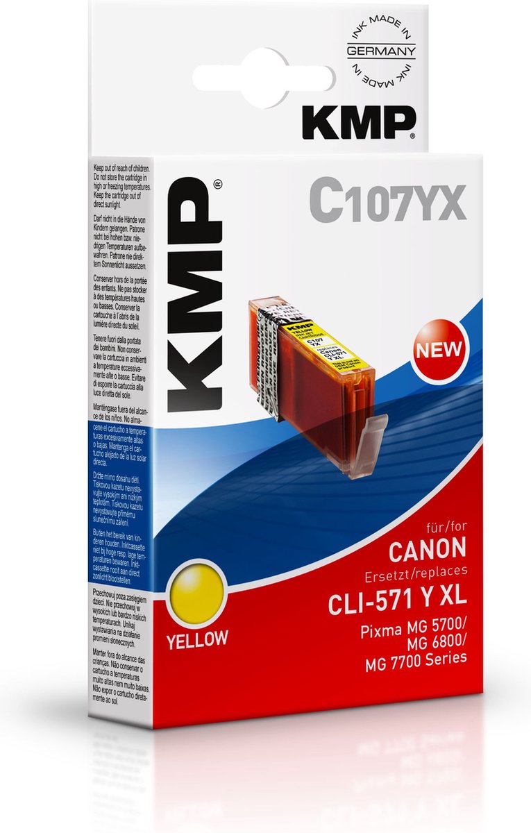 KMP Inkt vervangt Canon CLI-571Y XL Compatibel Geel C107YX 1569,0009