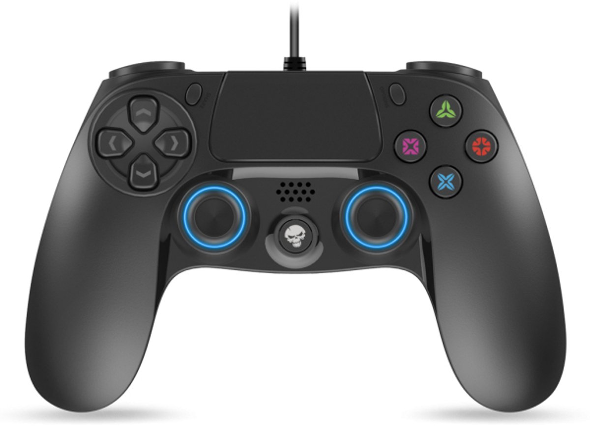 Spirit of Gamer Game Controller – Geschikt Voor PS4/PS3/PC – Controller Bedraad – 16 Knoppen – Dubbele Triggers – Ergonomische Design – Zwart/Blauw