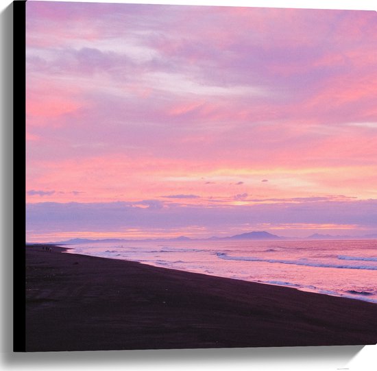 WallClassics - Canvas - Meerkleurig Pastel Tinten Lucht boven Zeewater - 60x60 cm Foto op Canvas Schilderij (Wanddecoratie op Canvas)