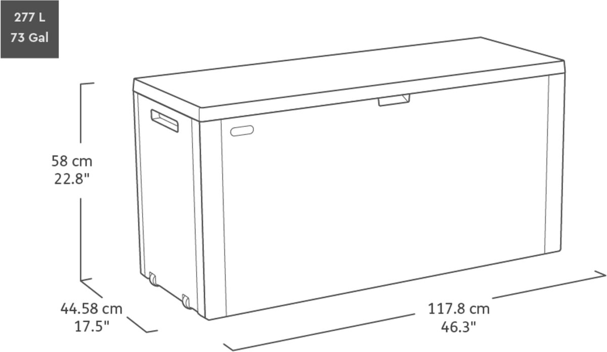 Keter Emily Opbergbox - 118x45x57 cm - 270L - Grafiet
