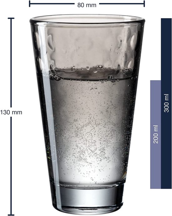 Frisdrank Glazen Relaxdays Drinkglazen Set Van 4 - Vintage Design Met Reliëf, 360 Ml, Vaatwasserbestendig, Gekleurd Glas Voor Sap & Cocktails Glasses Drinking