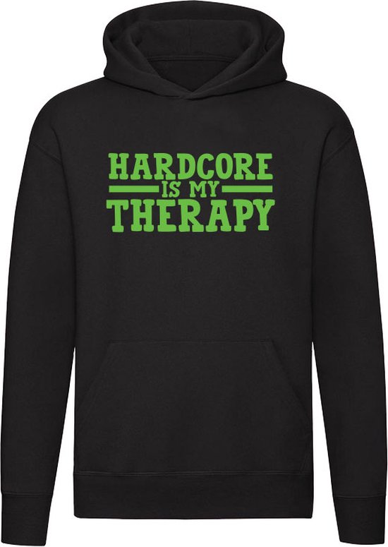 Hardcore is my therapy Hoodie - muziek - festival - feest - gabber - dj - unisex - trui - sweater - capuchon