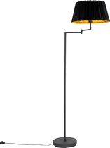 QAZQA ladas - Klassieke Vloerlamp | Staande Lamp met kap - 1 lichts - H 162.5 cm - Zwart Goud - Woonkamer | Slaapkamer | Keuken