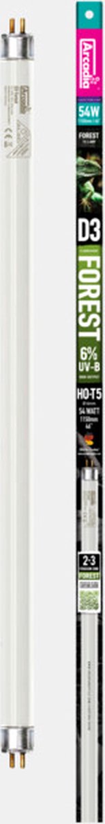 Arcadia D3 Forest T5 UVB TL-buis 6% UVB 1170mm | 54 Watt voor bosreptielen