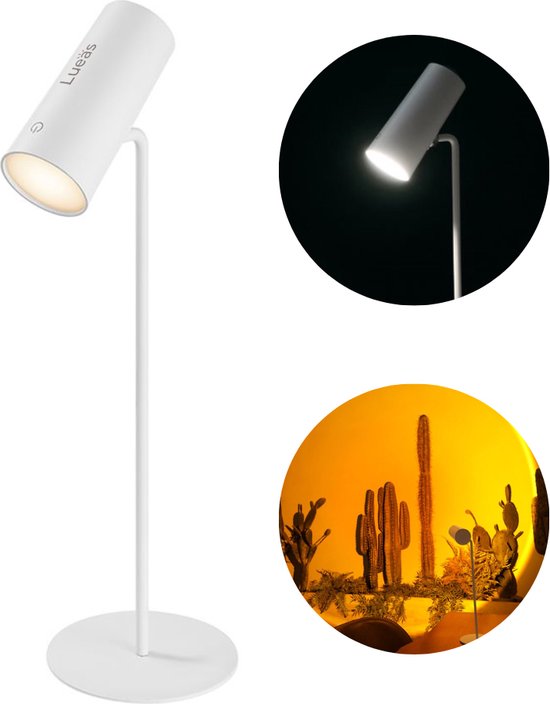 Lampe de bureau LED sans fil Lueas® avec fonction de gradation - Lampe de table - Rechargeable USB-C - Lampe détachable