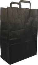 Tas - Kraftpapier - platte papieren handgreep - 32x 15x43cm - papieren draagtas - zwart - 250 stuks