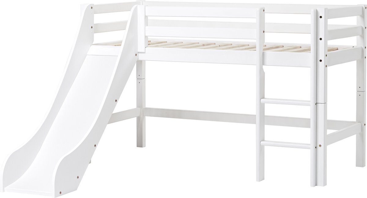 Hoppekids ECO Dream halfhoogslaper 70x160 cm met glijbaan, wit