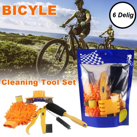 Foto: 6 delige fiets onderhoud set fiets schoonmaak borstels ketting reiniger frame spons mtb racefiets ebike