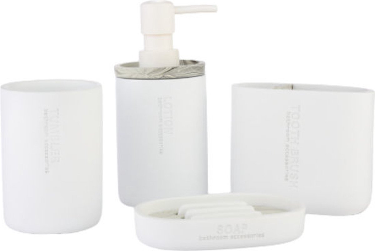 Luxe 4 Delige Badkamer / Toilet accessoires Set - kunststof Badkamerset