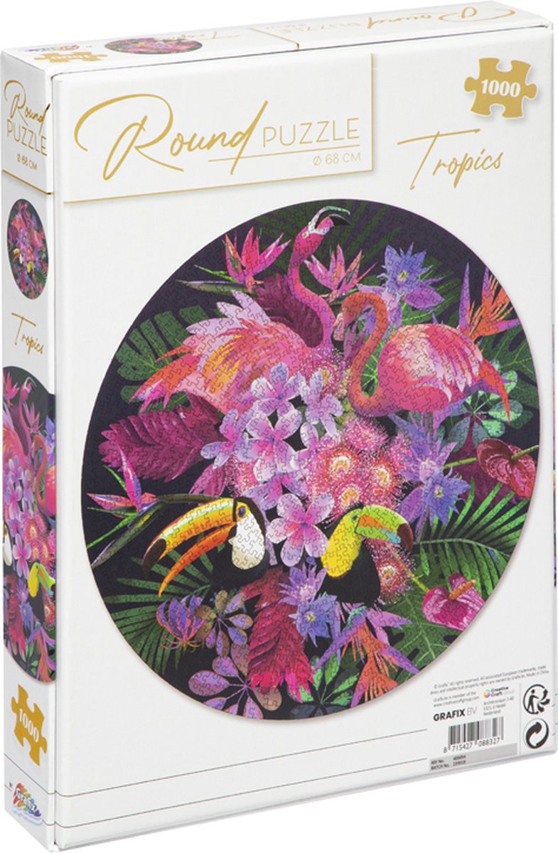 Grafix Ronde Puzzel 1000 stukjes voor volwassenen | Tropisch | Legpuzzel | Diameter 68 CM | Geschikt voor kinderen vanaf 14 jaar — afbeelding 6