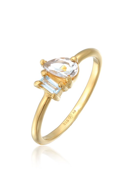 Elli PREMIUM Dames Ring Elli PREMIUM Ring Dames druppel elegant met topaas edelsteen in 925 sterling zilver verguld