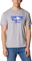 Columbia Path Lake T-shirt Homme avec imprimé - Chemise d'extérieur à manches courtes - Tissu anti-transpiration - Grijs - Taille S
