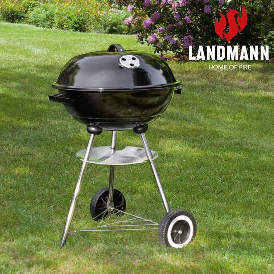 HoutskoolBBQ Grillchef by Landmann KogelBBQ ø 44,5 cm Zwart - Houtskoolbarbecues - Kogelbarbecue - Met Thermometer - Roestvrij - Ronde Barbecue - Met deksel en Wielen - Traditionele bbq - 6 personen - Ventilatierooster voor zuurstofregulering van Landmann — afbeelding 3