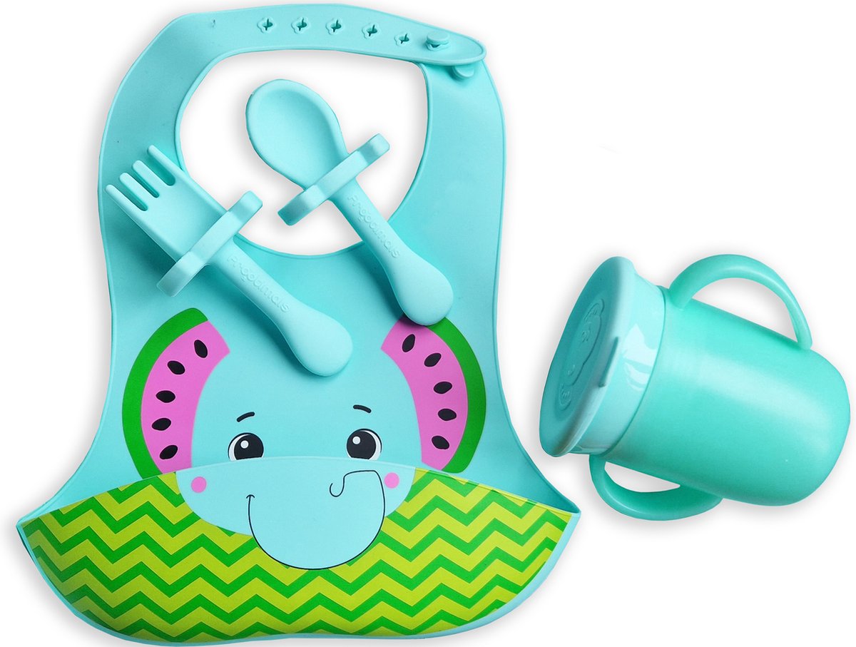 Tasse educative anti-gouttes avec bec souple silicone bleu 6 mois+ -bambini