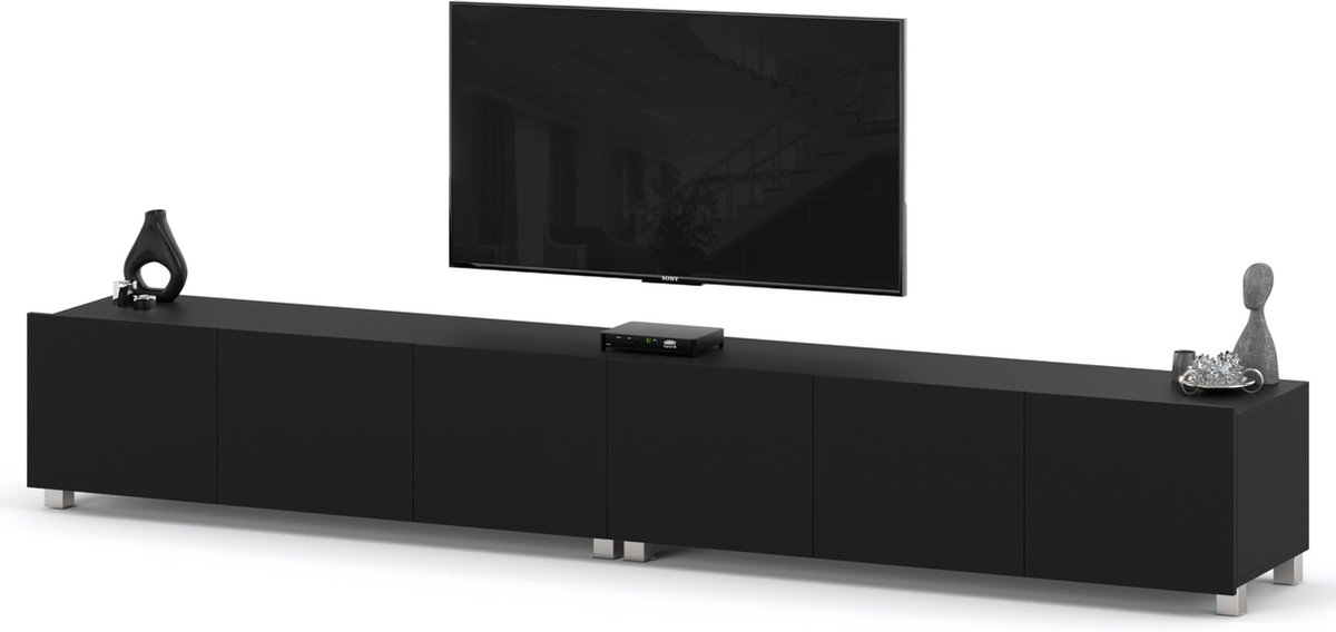AZ Home Tv Kast Clark 300cm Zwart Mat Tv Meubel Staand Televisie ...
