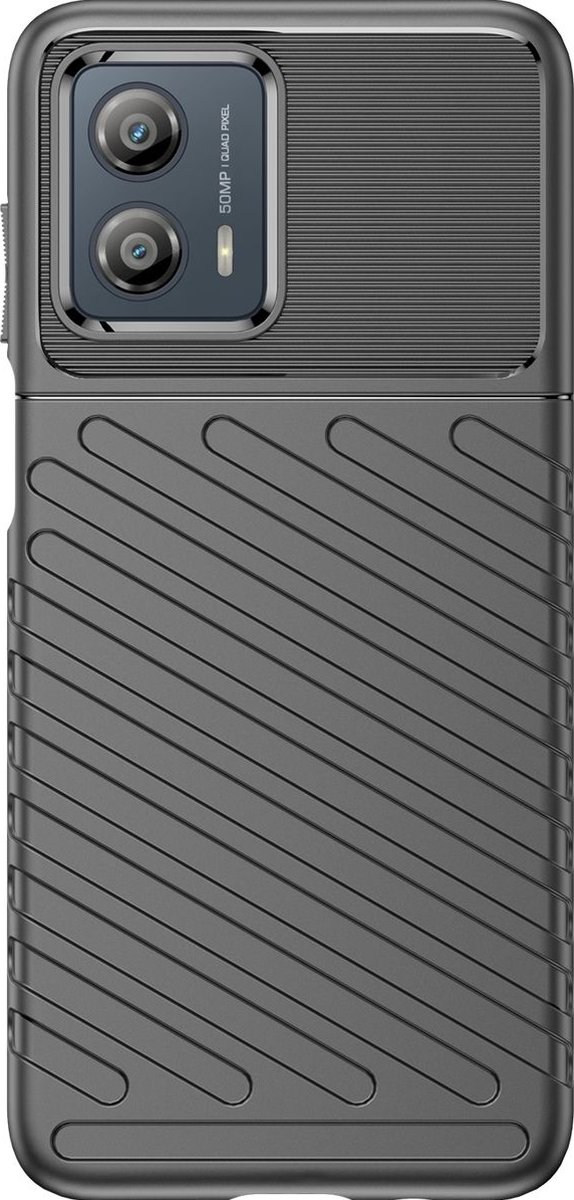 Mobigear Hoesje geschikt voor Motorola Moto G53 5G Telefoonhoesje Flexibel TPU | Mobigear Groove Backcover | Moto G53 5G Case | Back Cover - Zwart